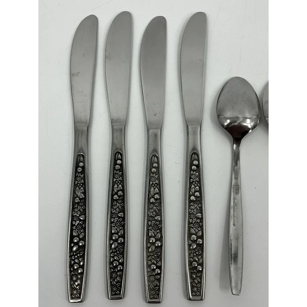 Pageant Stainless Japan Harvest Flatware 9 Pieces Forks Butter Knives Spoons